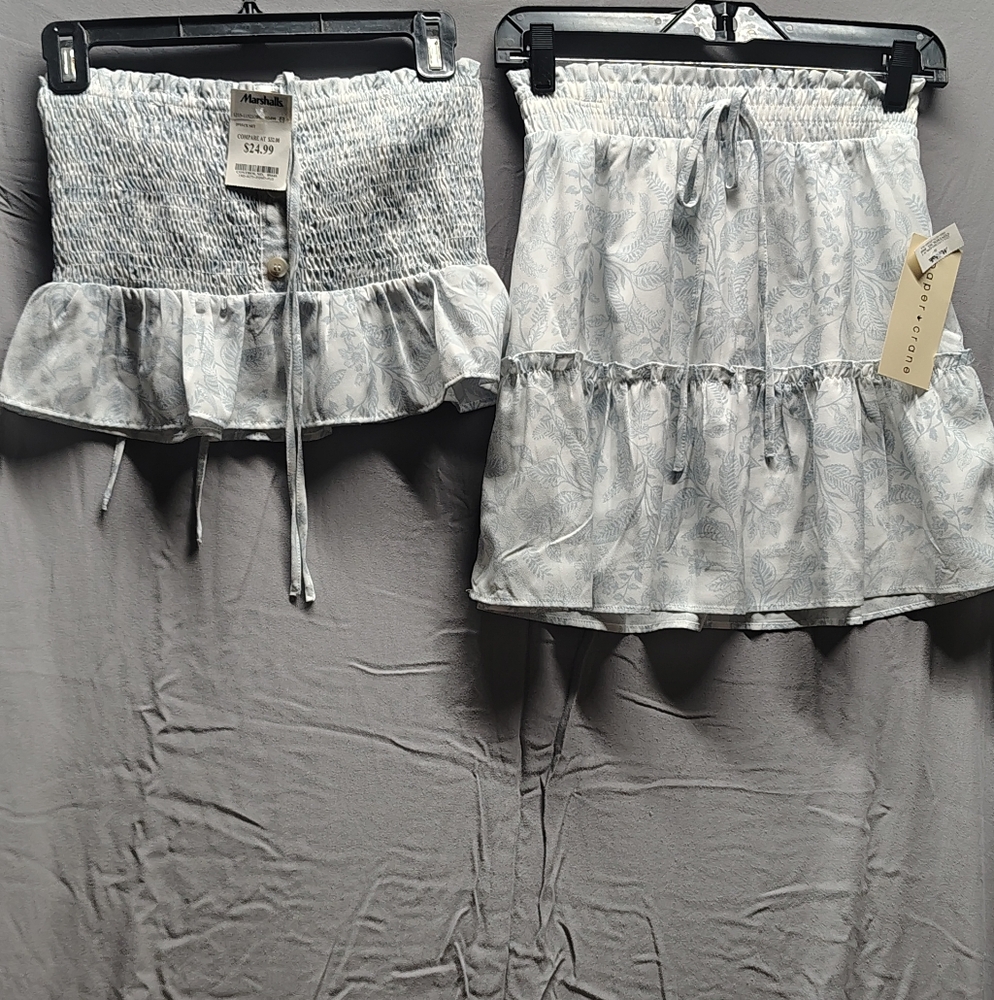 NWT Blue White Halter And Skirt Size Small By Paper Crane